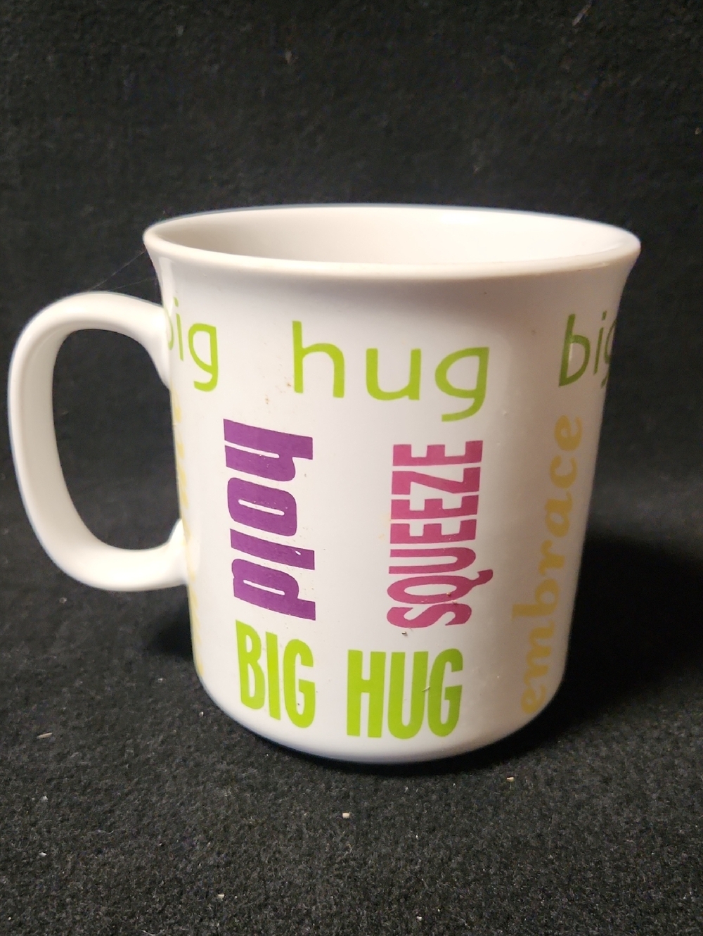 White 'Big Hug' Ceramic Big Mug with Colorful Text